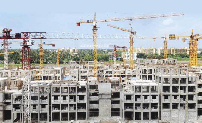 Work in progress on a MHADA building near Virar. File pic