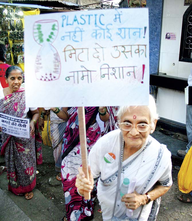 Telling it like it is, at a morcha against plastic bags. Representational pic