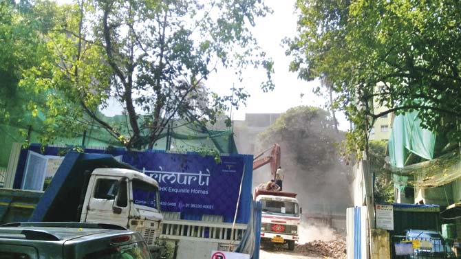 Small building opposite Shivaji Park Gymkhana is bulldozed
