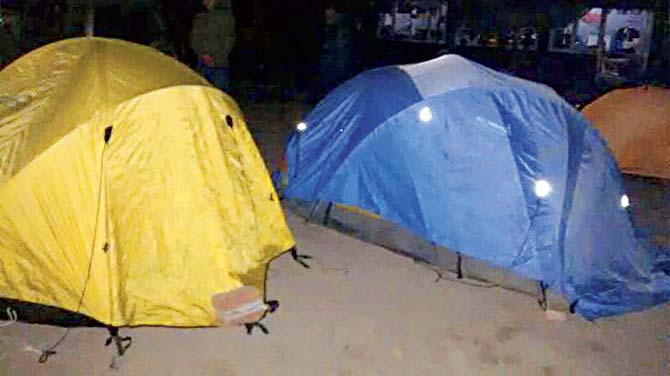 The tents that they had pitched in Kathmandu