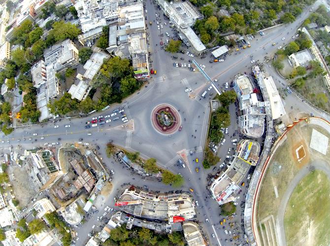 Aerial image for Chetak Circle taken for urban improvement department of Udaipur. 