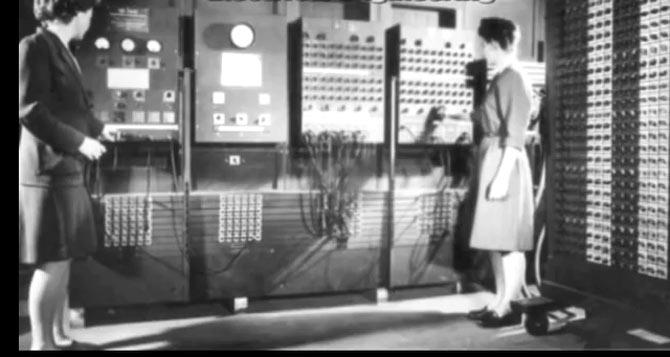 Programmers, Betty Jean Jennings (left) and Fran Bilas (right) operate ENIAC