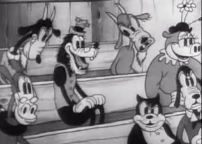 A still of Goofy annoying fellow audience members in 