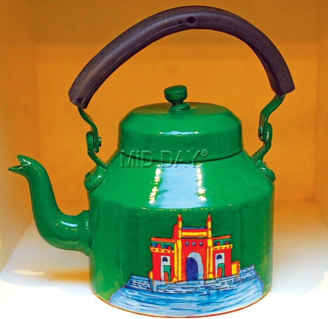 Hand-painted kettles for Rs 2,200 each that come with two cutting glasses