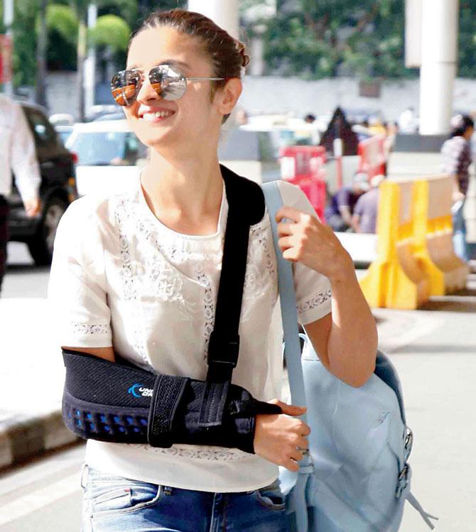 Alia Bhatt injured her  arm while shooting for an action sequence for a Karan Johar film