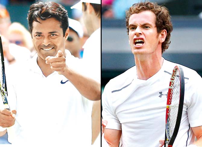 Leander Paes and Andy Murray. Pics/Getty Images, AFP