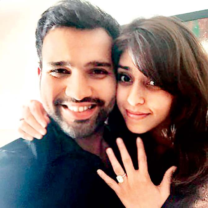 Rohit Sharma posted this picture with fiancee Rikita Sajdeh on Twitter in May