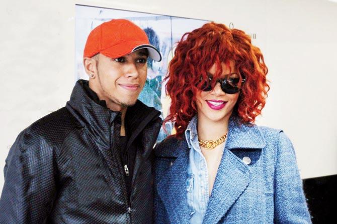 Lewis Hamilton (left) and Rihanna