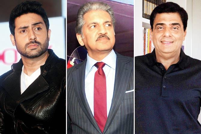 Abhishek Bachchan, Anand Mahindra and Ronnie Screwvala