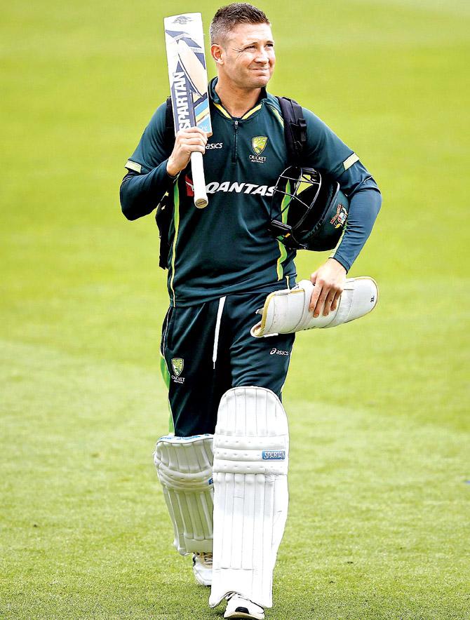 Michael Clarke during a practice session yesterday. Pic/AFP