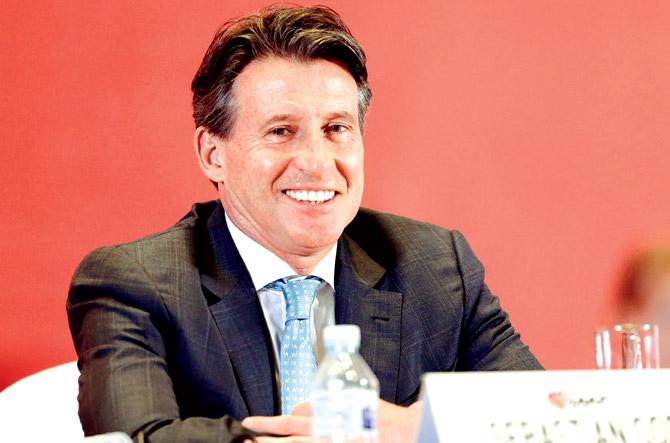 Sebastian Coe reacts after winning the IAAF presidential elections yesterday