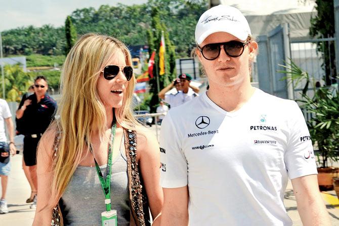 Nico Rosberg with wife Vivian Sibold. PIC/AFP 