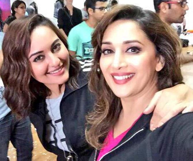 Sonakshi Sinha and Madhuri Dixit. Picture courtesy Sonakshi Sinha