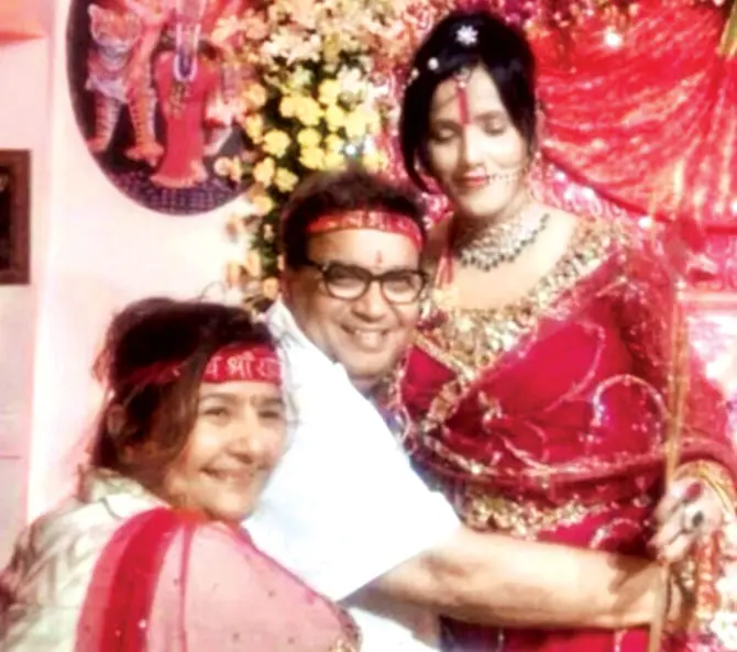 Subhash Ghai and his wife, Mukta with controversial godwoman Radhe Maa