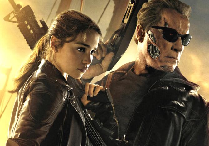 Arnold Schwarzenegger and Emilia Clarke in 