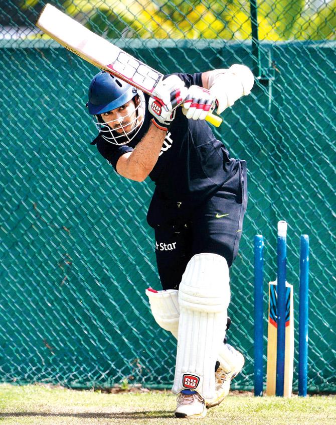 Naman Ojha during the practice session at the Sinhalese Sports Club in Colombo yesterday. Pic/Solaris Images