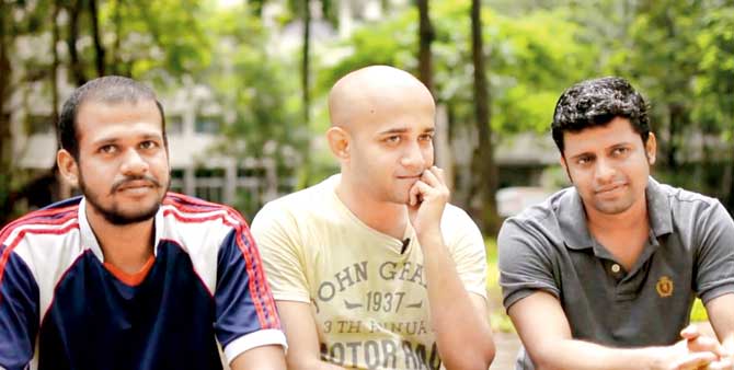 (L-R) Vamshi Krishna, Aditya Joshi and Abhijit Mishra, students of IIT-B feature in the video