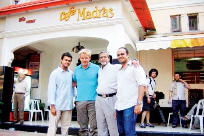 (From left) Devrath Kamath, Gordon Ramsay, Suresh Kamath and Jaiprakash Kamath