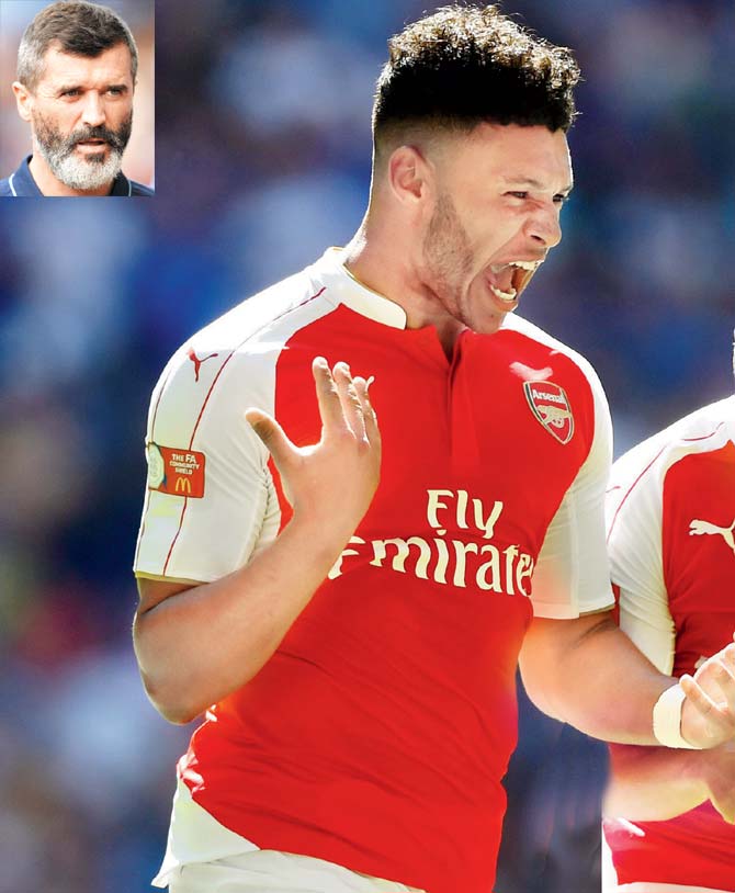 Alex Oxlade-Chamberlain. INSET: Roy Keane. Pics/Getty Images