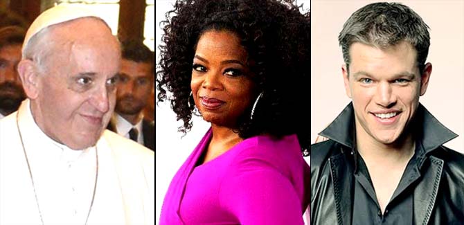 Pope Francis, Oprah Winfrey and Matt Damon