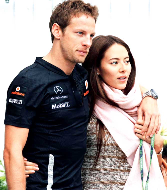 Formula One driver Jenson Button and wife Jessica Michibata