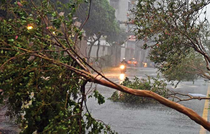 The typhoon also knocked out power supply to 3 million homes. Pic/AFP