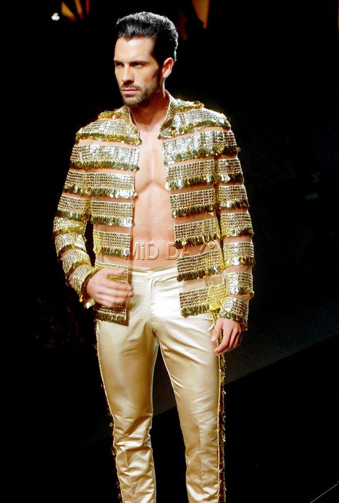 A gold embellished sheer jacket from the same collection. PIC/SHADAB KHAN 