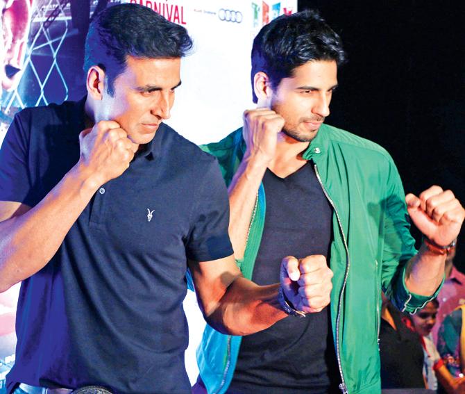 Akshay Kumar and Sidharth Malhotra were seen at a promotional event