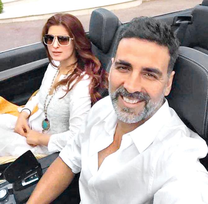 Akshay Kumar posted this picture on Twitter of a drive through Nice, France, with Twinkle