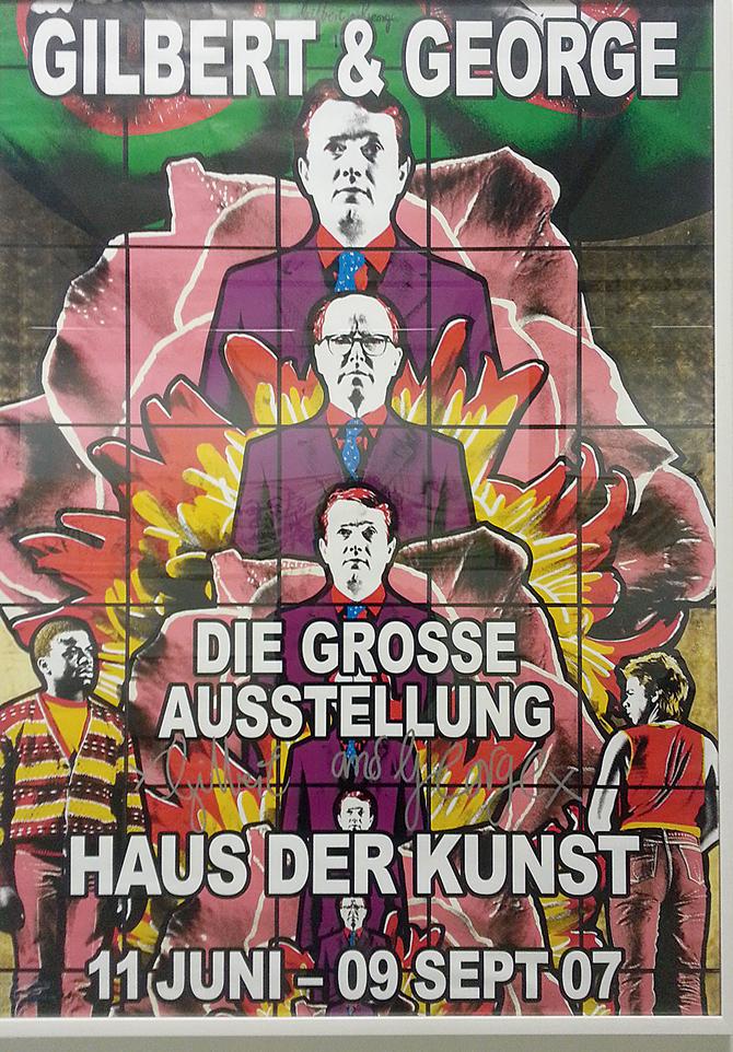 This digital print on paper in German announces the show of Gilbert & George. The many colours make a statement on politicians utilising festivals to proclaim their power through banners