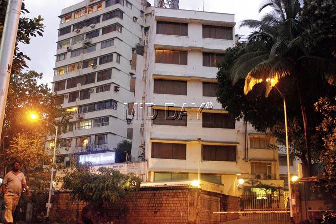 The Hiltop Hotel in Worli, where Mikhail was allegedly drugged. Officials said Sanjeev used to visit Mumbai frequently and would stay in this hotel during the visits. Pic/Tushar Satam