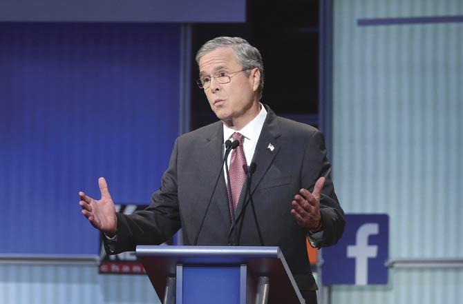 Republican presidential candidate Jeb Bush at the first Republican presidential debate in Cleveland, Ohio on August 6, where he was asked whether he would have gone into Iraq had he been President, “knowing what we know now”. Pic/AFP
