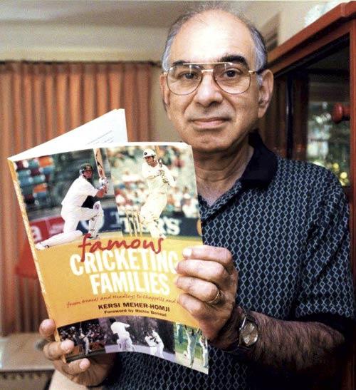 Sydney-based Indian cricket historian Kersi Meher-Homji with one of several books he has written