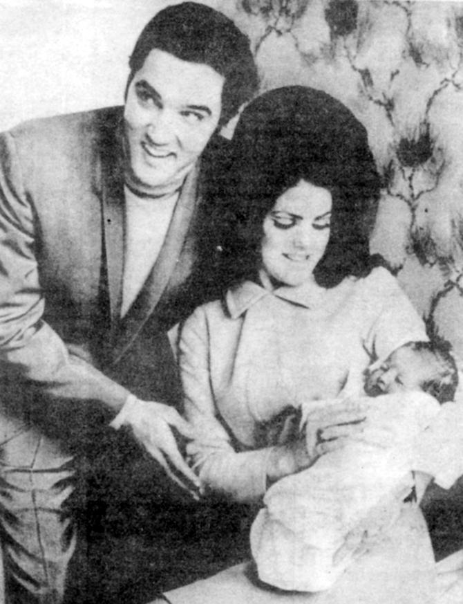 With baby Lisa Marie. Scanned from The Memphis Press Scimitar