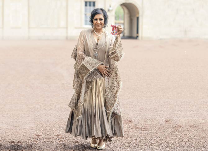 Meera Syal, after she was presented with her Commander of the British Empire (CBE) medal, awarded by the Prince of Wales at an Investiture ceremony at Buckingham Palace on May 6, 2015 in London, England. Pic/Getty Images