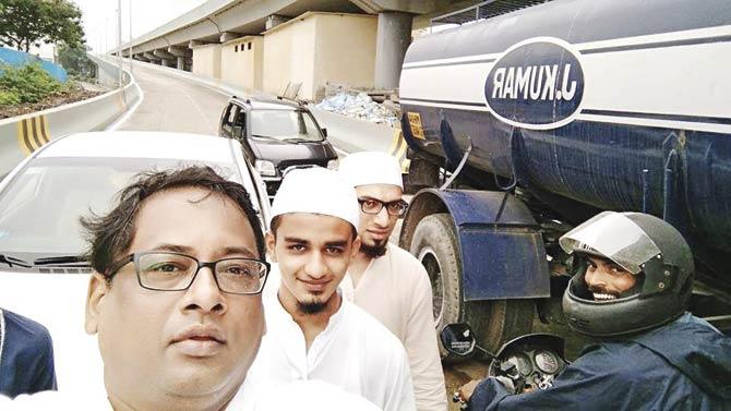 Sampath K Iyengar took a selfie after inaugurating the flyover
