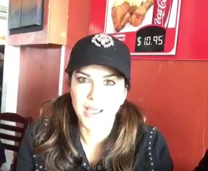Sunny Leone in a still from her debut Dubsmash video. Pic/Sunny Leone