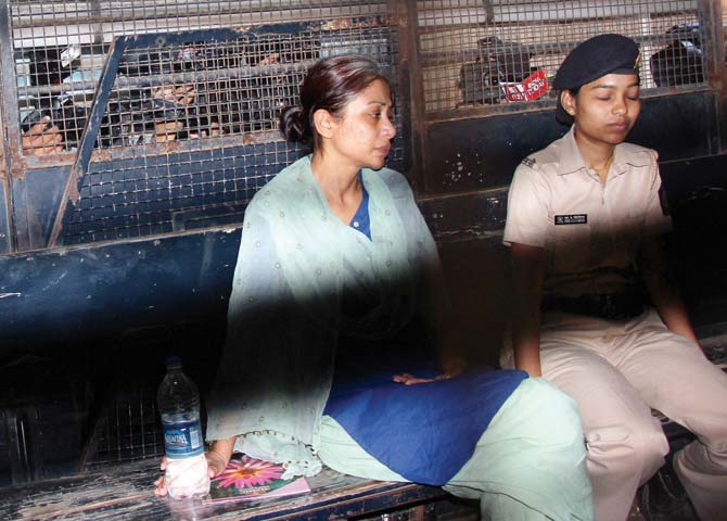 File photo of Indrani Mukerjea en route to the Mumbai Magistrate Court on November 20 in the Sheena Bora murder case