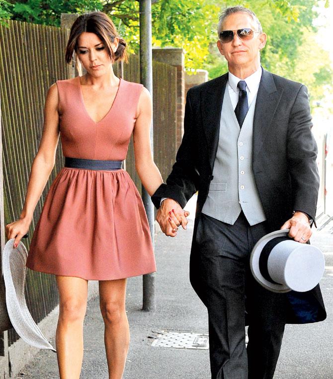 Former England football captain Gary Lineker with wife Danielle Bux during the Royal Ascot horse racing event near Windsor, Berkshire in June 2011. Pic/AFP