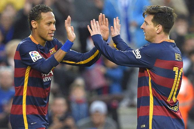 Neymar and Lionel Messi. Pic/AFP