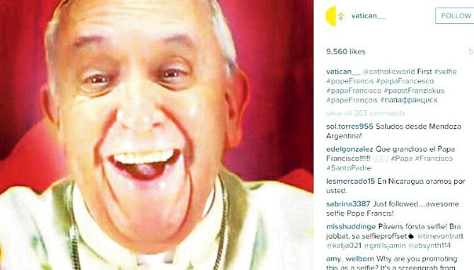 The photo came from a video chat the Pope did with young people around the world in September 2014