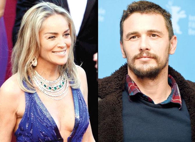 Sharon Stone and James Franco. Pics/Getty Images 