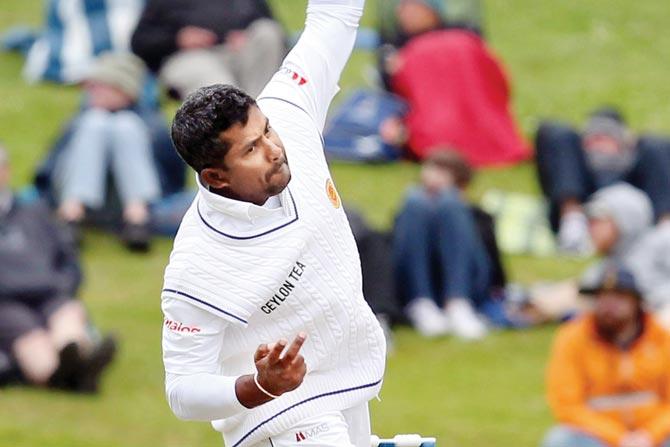 Rangana Herath bowls during the first Test against New Zealand in Dunedin last week. PIC/Getty Images
