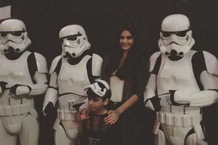 'Star Wars' fan Sonam Kapoor strikes a pose with Stormtroopers