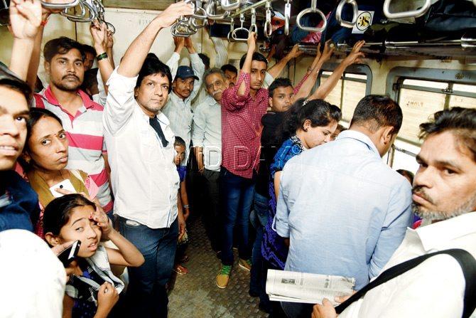 One of the most important drawbacks that arose inside the new coaches was that people didn’t go inside the coach and crowded the entrance leading to the passage. PICs/SURESH K K and SAMEER MARKANDE