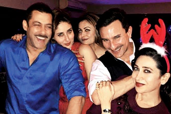 Salman with Kareena Kapoor Khan, Amrita arora, Saif Ali Khan and Karisma Kapoor