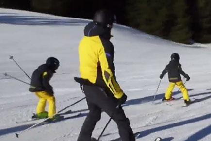 Watch! Hrithik Roshan enjoys skiing with his sons in Switzerland