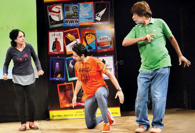 Heeba Shah (left) during rehearsal; a still from the preview of the play as part of NCPA Centerstage. PIC/ONKAR DEVLEKAR 
