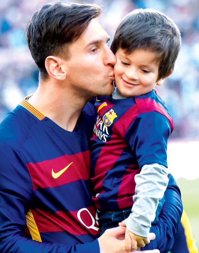 Lionel Messi with son Thiago