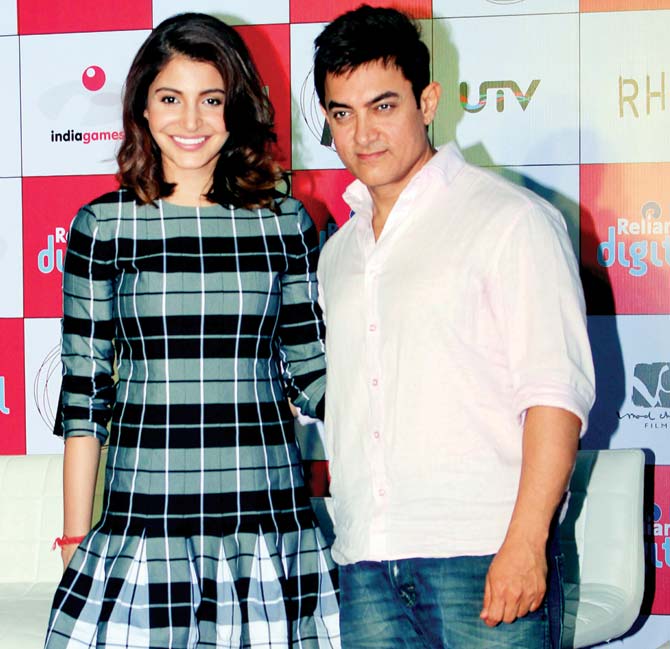 Anushka Sharma and Aamir Khan at a game launch during the promotions for PK earlier this year. File pic